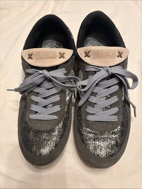 Munich Barcelona Gray Sequin Lace-Up Sneakers